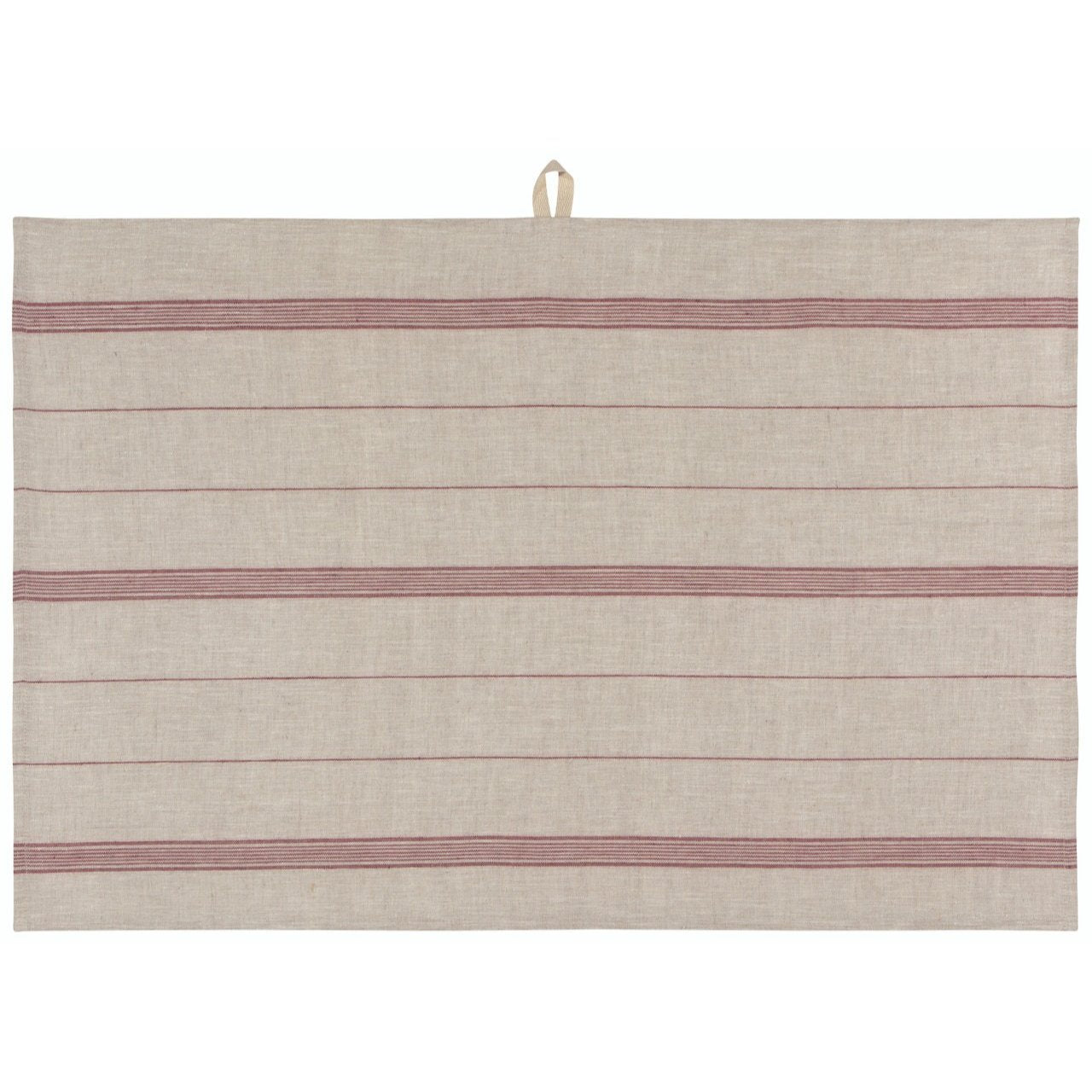 Torchon en lin rayé Maison, couleur vin