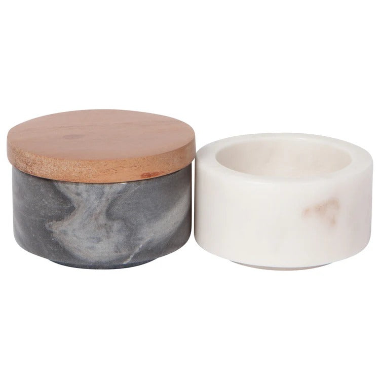 Salière en marbre blanc et ardoise