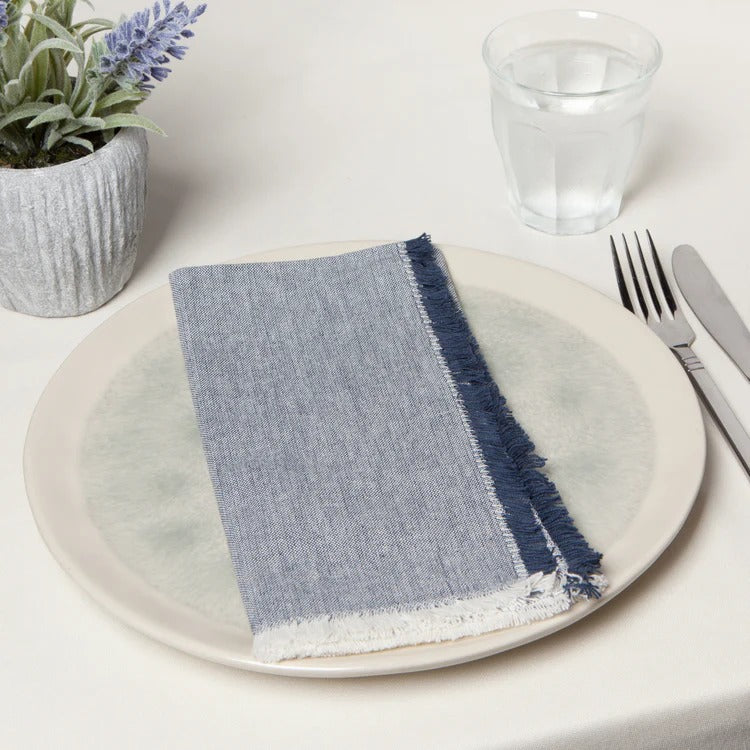 Lot de 4 serviettes en chambray bleu nuit