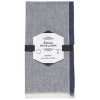 Lot de 4 serviettes en chambray bleu nuit