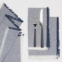 Lot de 4 serviettes en chambray bleu nuit
