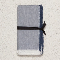 Lot de 4 serviettes en chambray bleu nuit