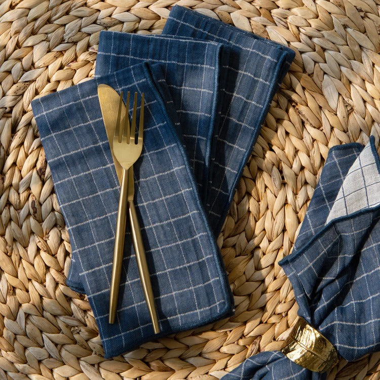 Serviettes de table double tissage Midnight – Lot de 4