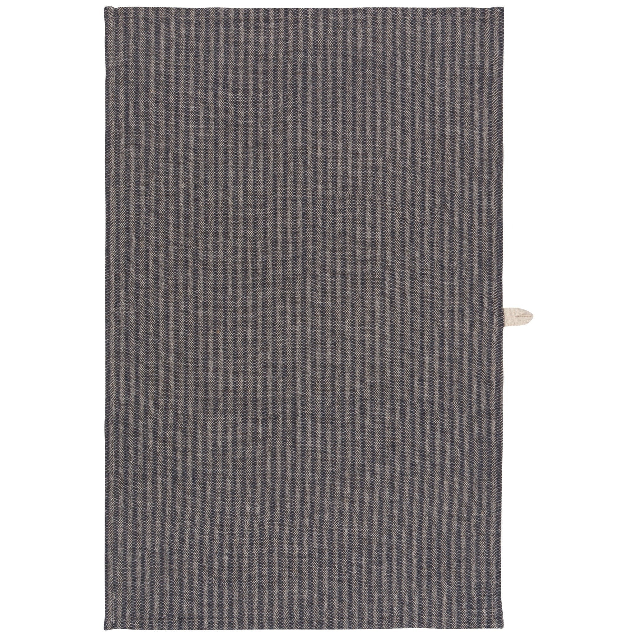 Midnight Stripe Linen and Cotton Dishtowel