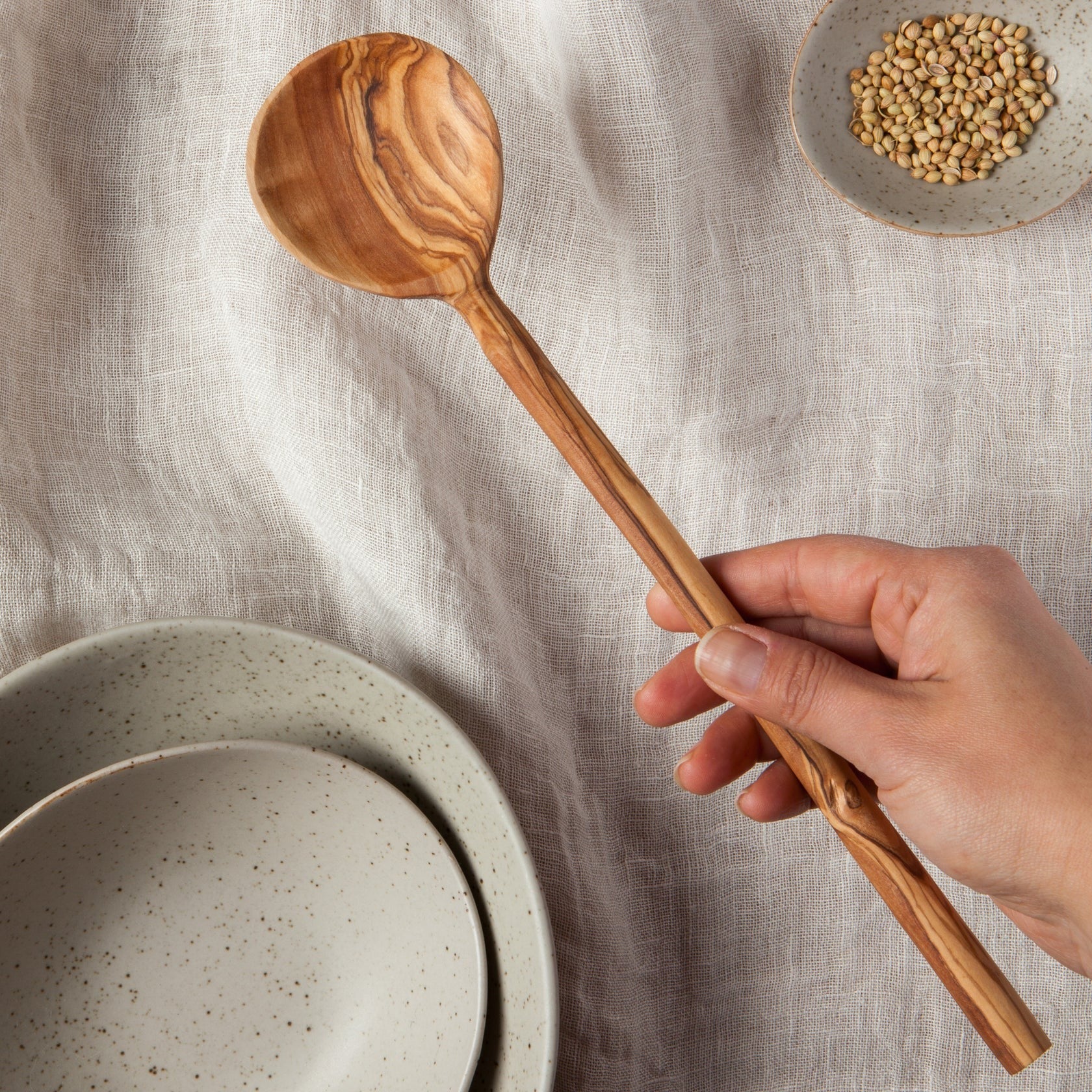 Olive Wood Round Spoon