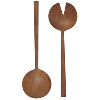 Couverts à salade ronds en bois de teck, lot de 2