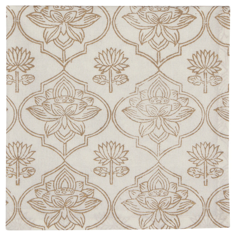 Block Print Lotus Napkins Set of 4