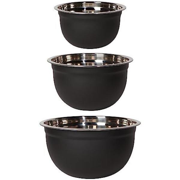 Matte Steel Black Mixing Bowls Set of 3