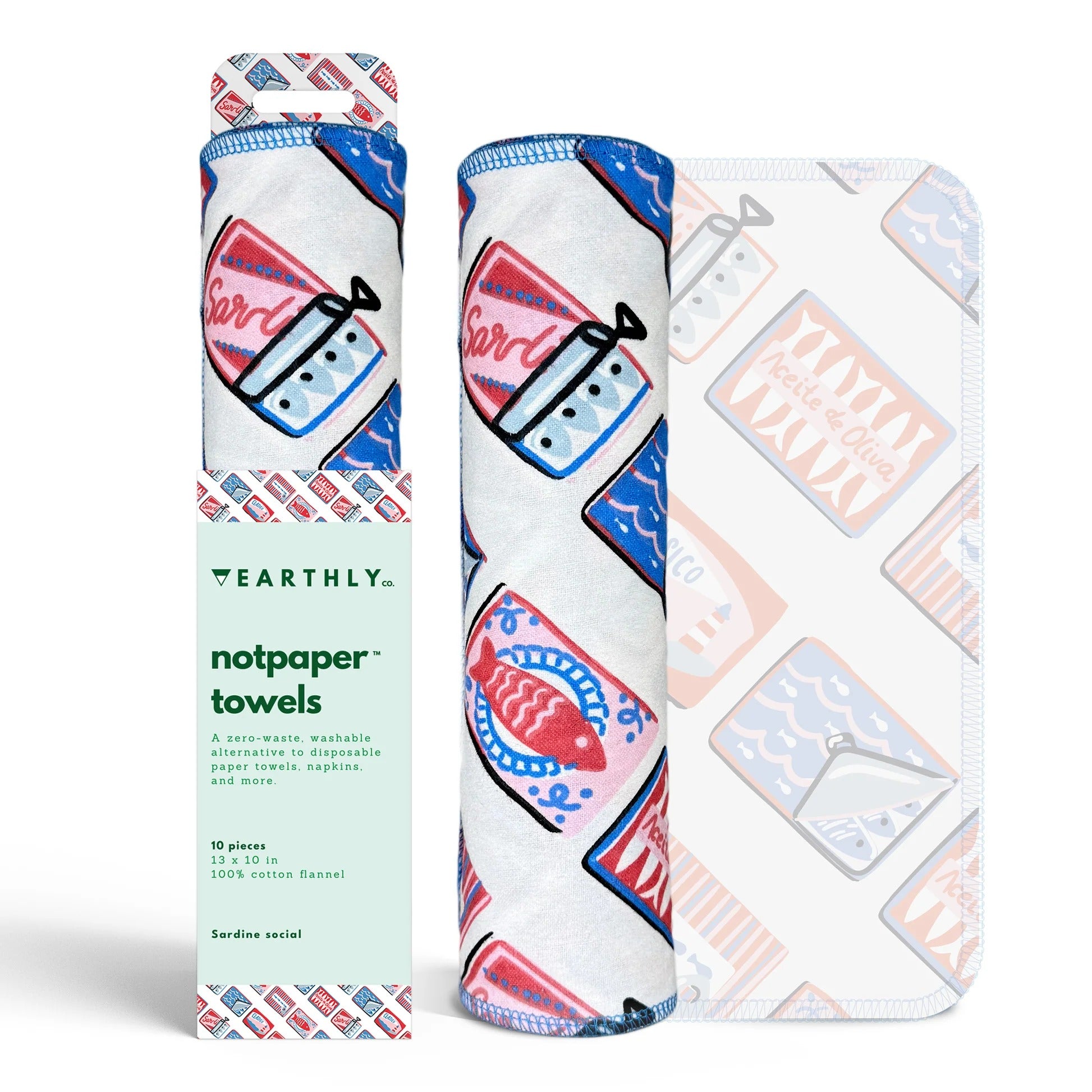 Essuie-tout réutilisable Notpaper - Sardine Social - Paquet de 10
