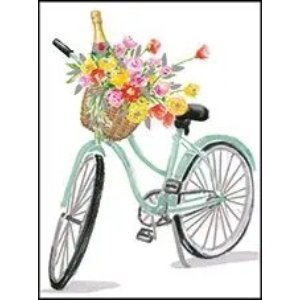 Mini Carte de Vœux - Vélo avec Panier de Fleurs