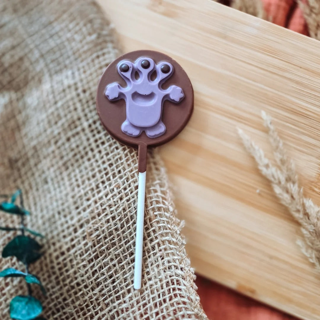 Sucette artisanale d'Halloween au chocolat au lait 25g
