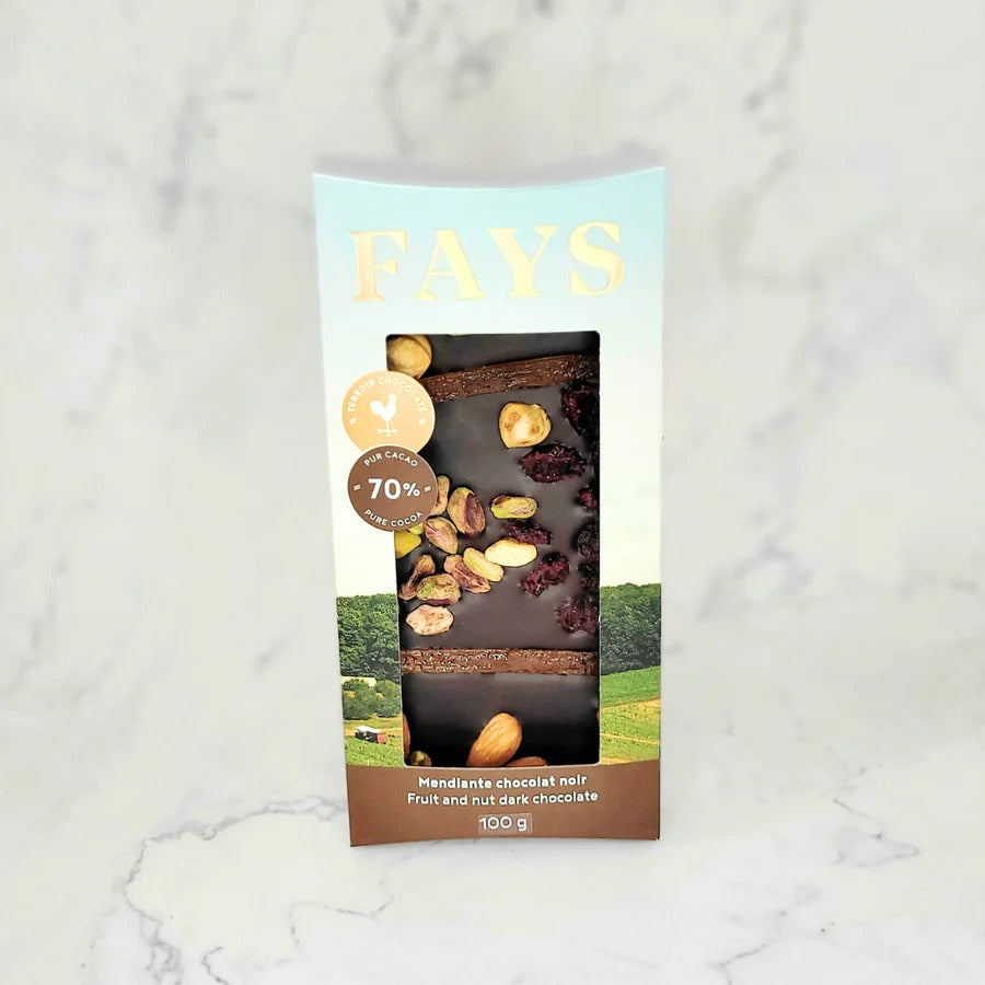 Tablette de chocolat noir fruits secs et noix 100g