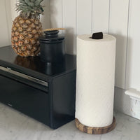 Acacia Wood and Leather Paper Towel Holder