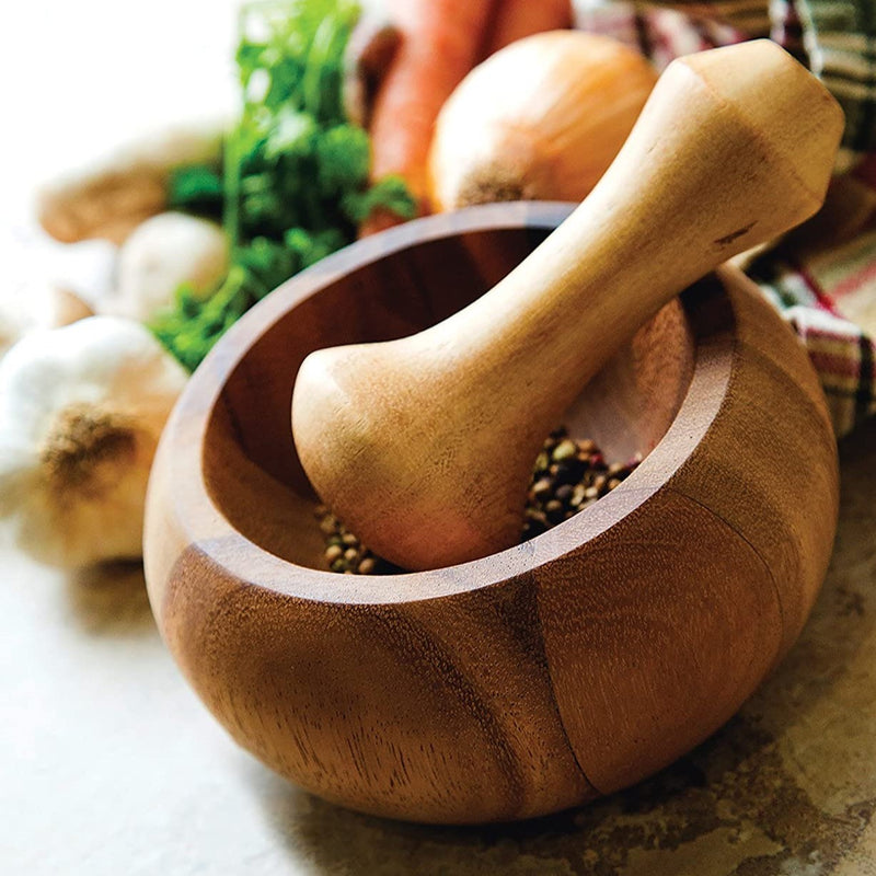 Acacia Wood Mortar and Pestle - AS IS