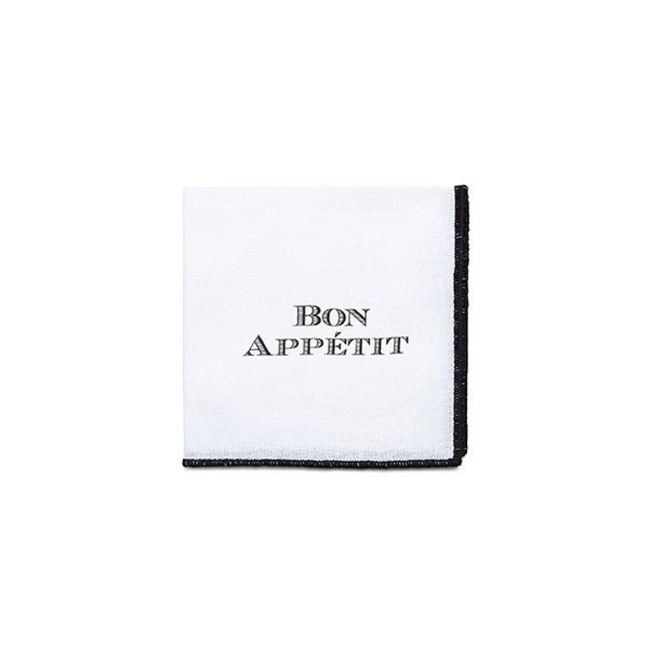 Bon Appetit Cocktail Napkins - Set of 12 - White