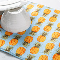 Pineapple Printed Drying Mat Black 15" x 20"
