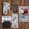 Spanish Tile Printed Drying Mat Black 15" x 20"