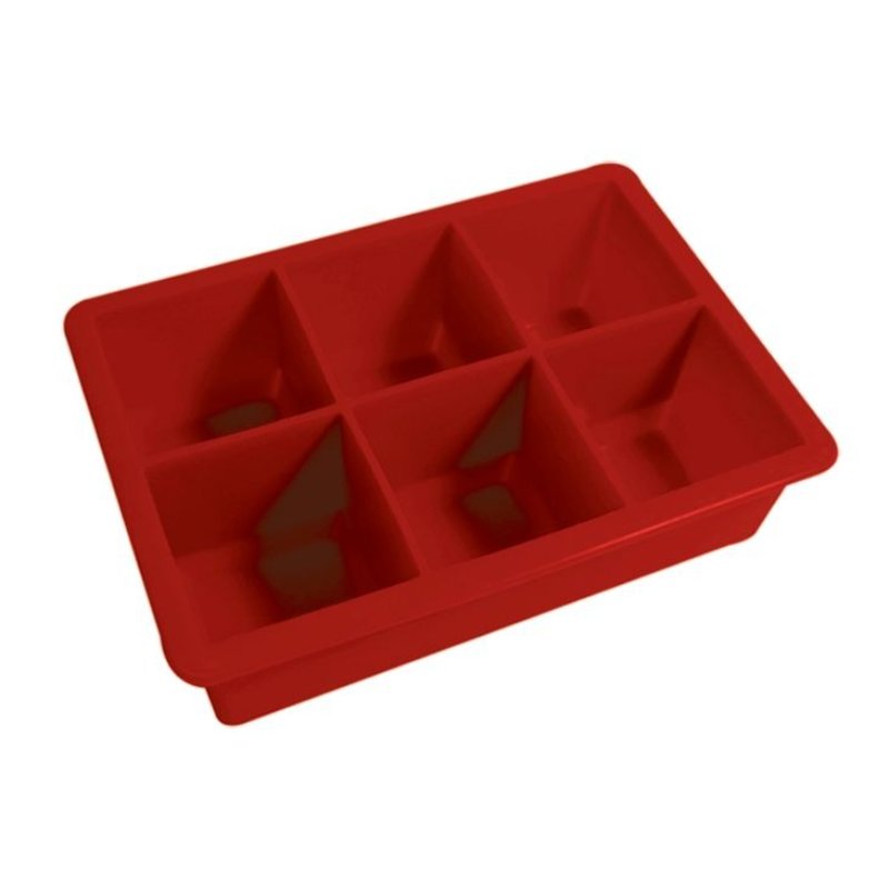 Silicone Jumbo Ice Cube Tray - Red (Makes 6 Large Cubes)