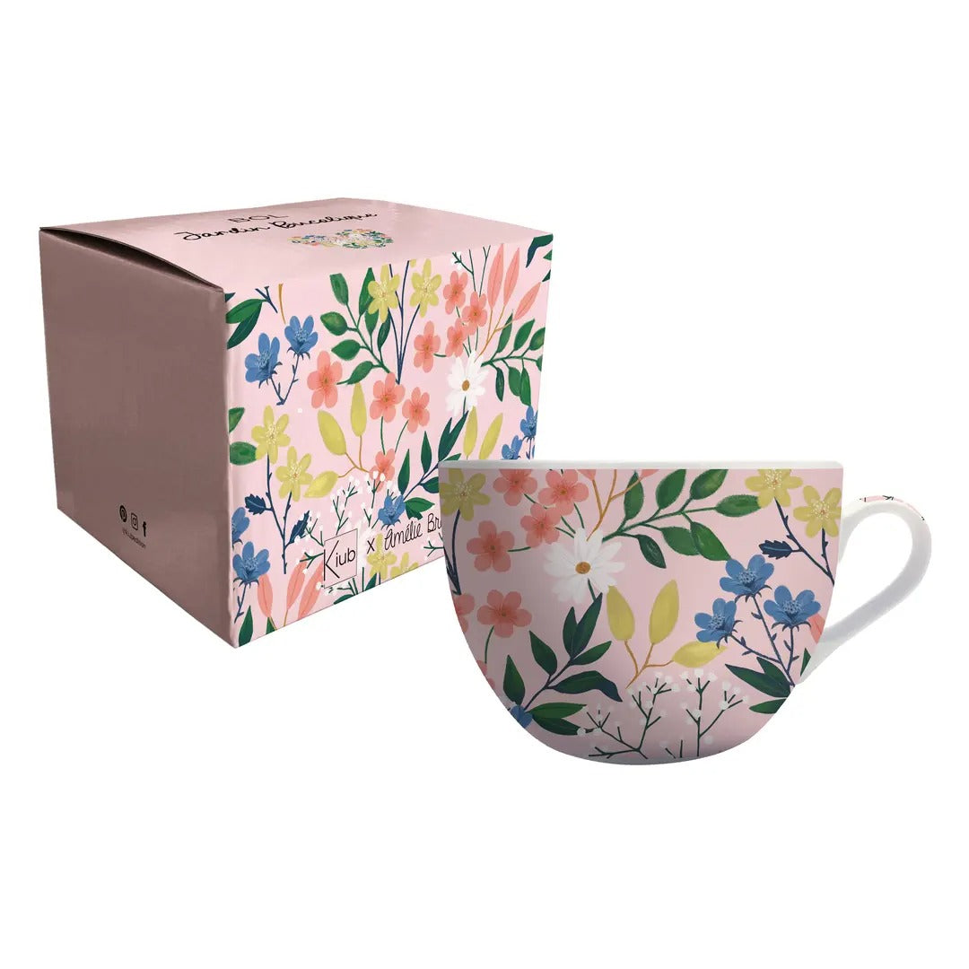 Jardin Bucolique Porcelain Bowl Mug - Pink Floral 500ml
