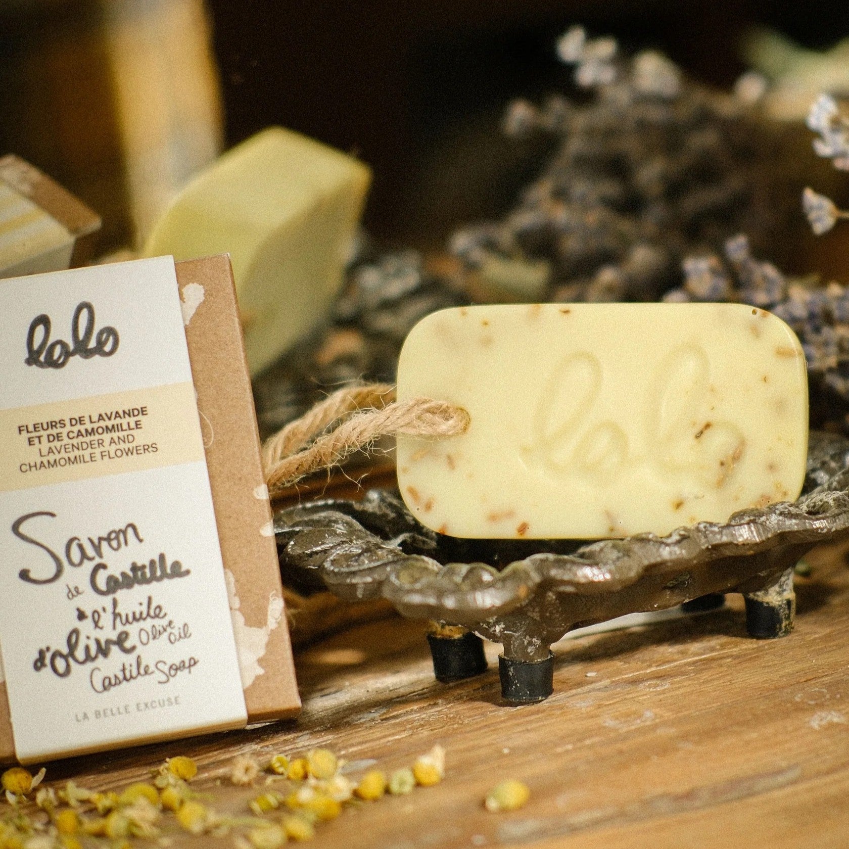 Savon de Castille à l'huile d'olive, lavande et camomille LOLO 90g