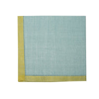 Serviettes de table en lin Azzura, azur et olive - Lot de 4