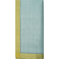 Serviettes de table en lin Azzura, azur et olive - Lot de 4
