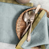 Serviettes de table en lin Azzura, azur et olive - Lot de 4