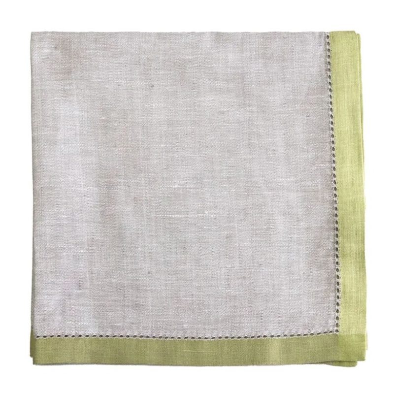 Serviettes Versailles argentées à bordure verte - Lot de 4