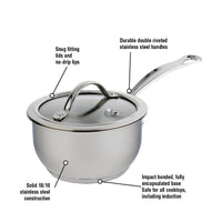 Nouvelle Stainless Steel 3.2L Saucepan with Tempered Glass Lid
