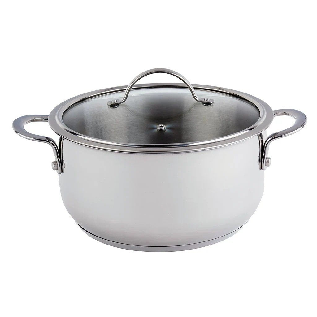Cocotte en acier inoxydable Nouvelle de 5,4 L avec couvercle en verre trempé