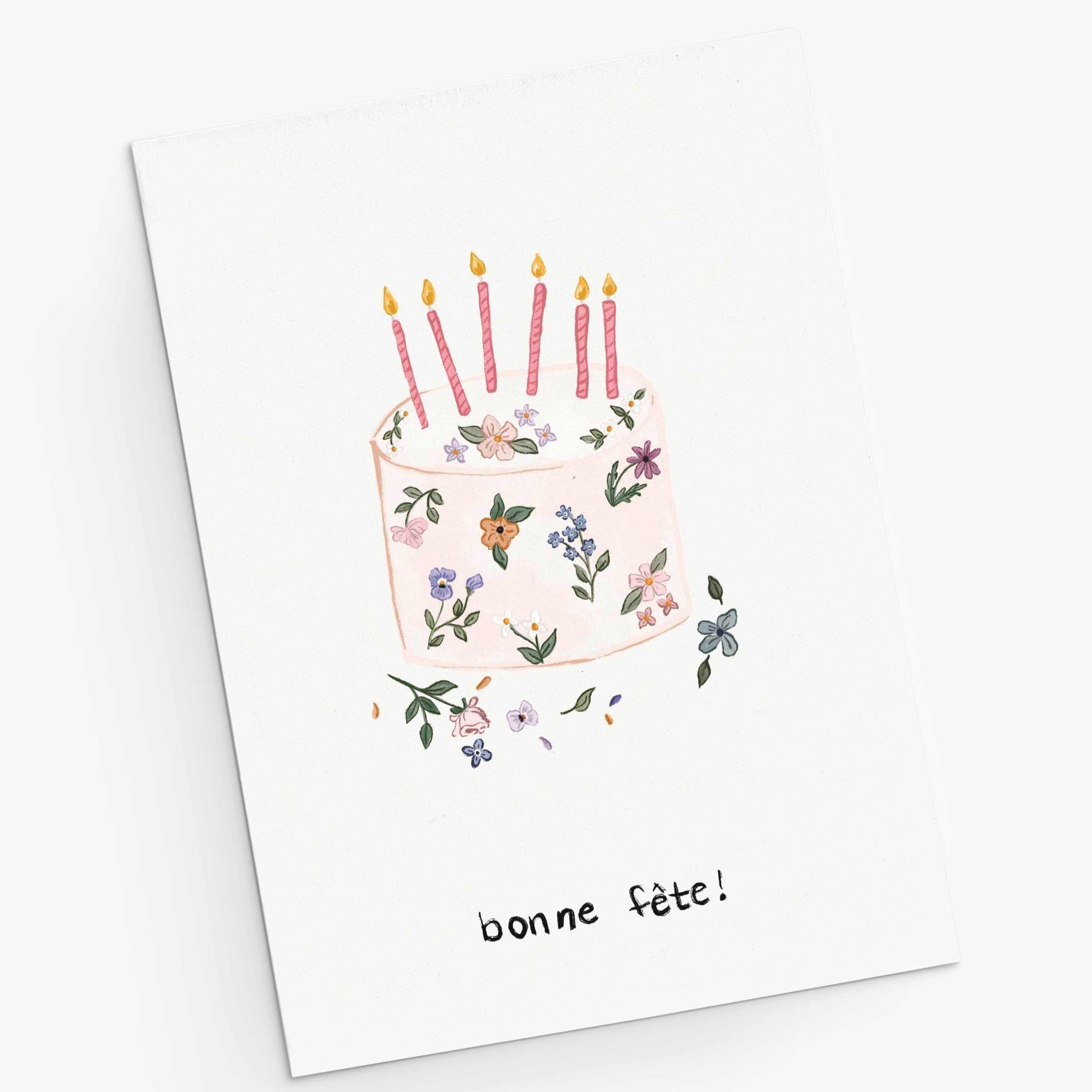 Floral Birthday Cake Greeting Card