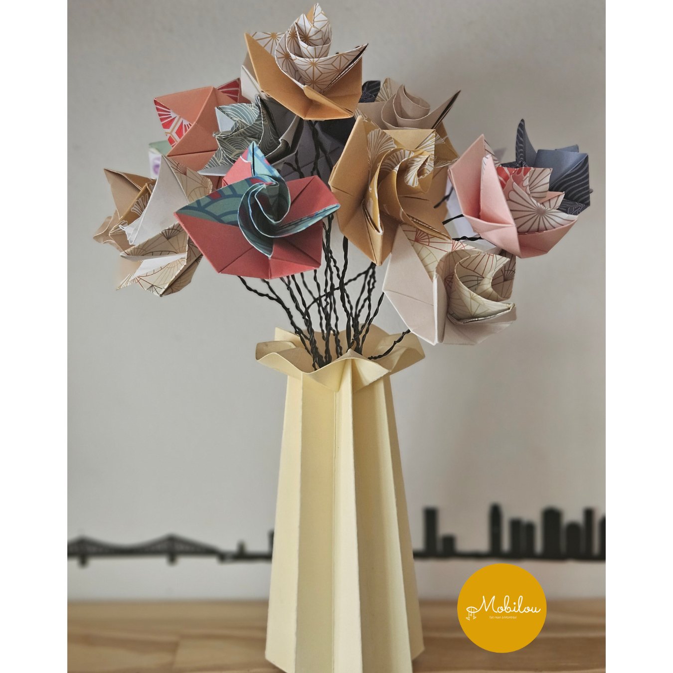 Origami: Bouquet de roses & Vase en papier