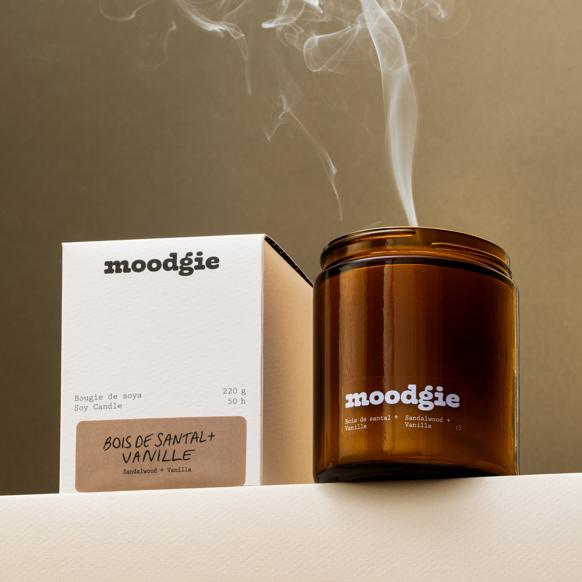 Bougie soja bois de santal + vanille - 220g