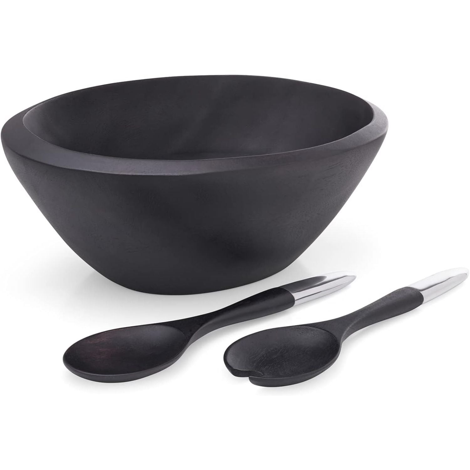 Noir Salad Bowl with Servers