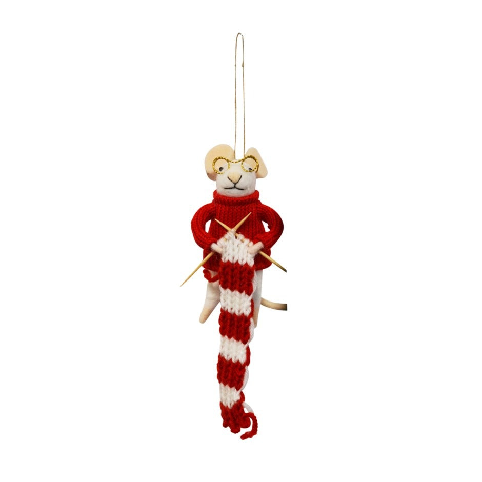 Ornement de souris tricot