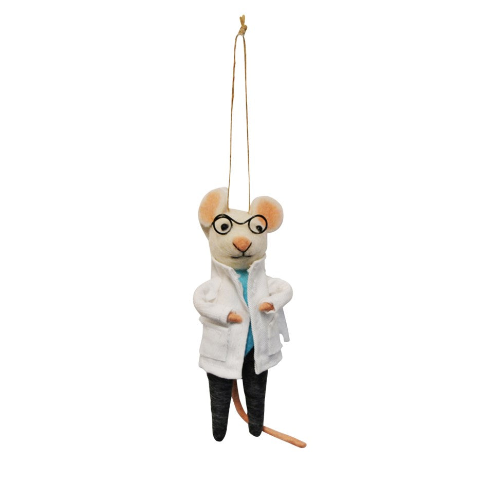 Felt Mouse Ornament Scientist