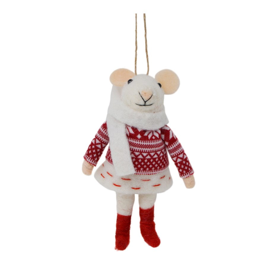 Felt Mouse Ornament Christmas Dress