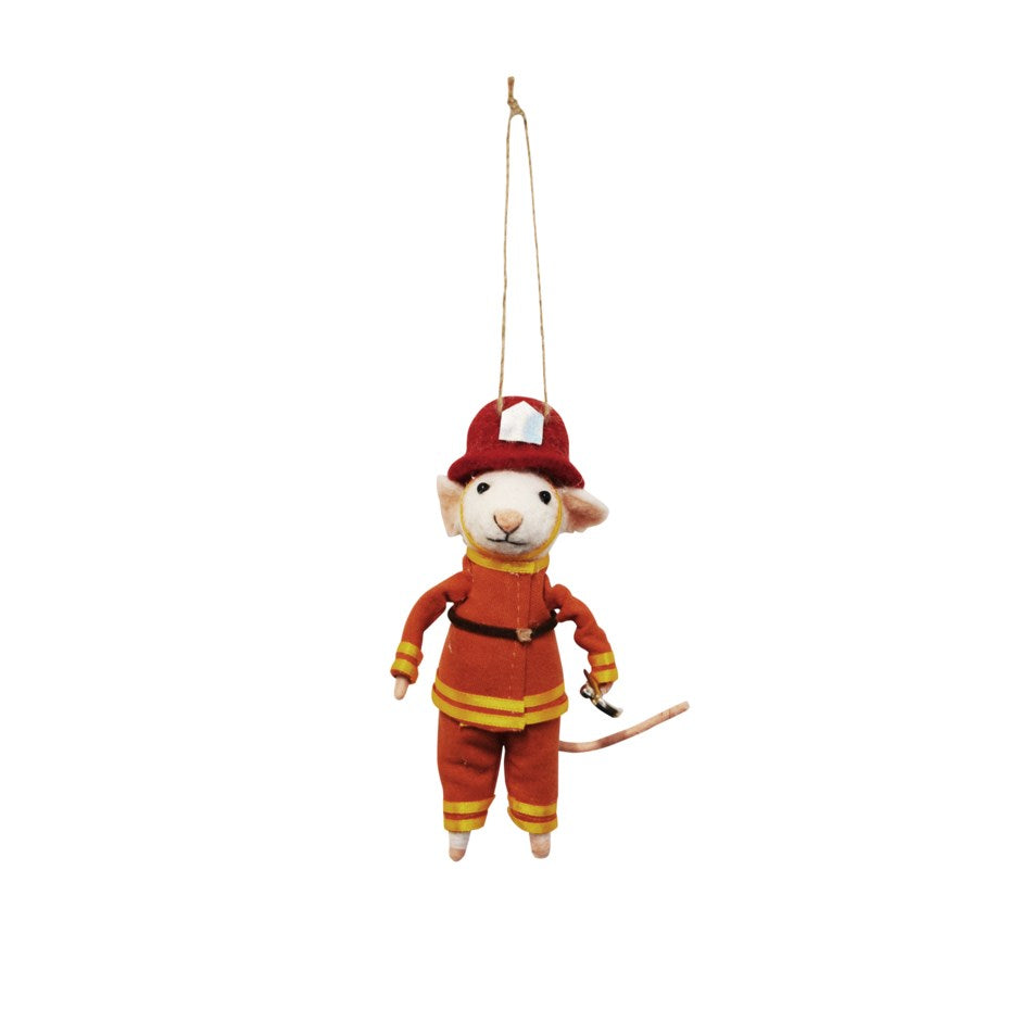Felt Mouse Ornament Fireman