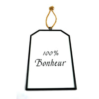 Glass Decorative Sign "100% Bonheur"