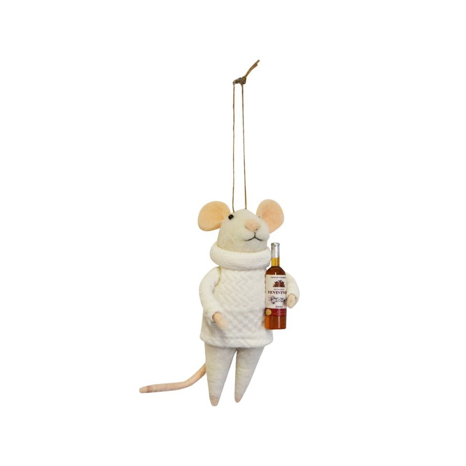 Décoration souris avec bouteille de vin