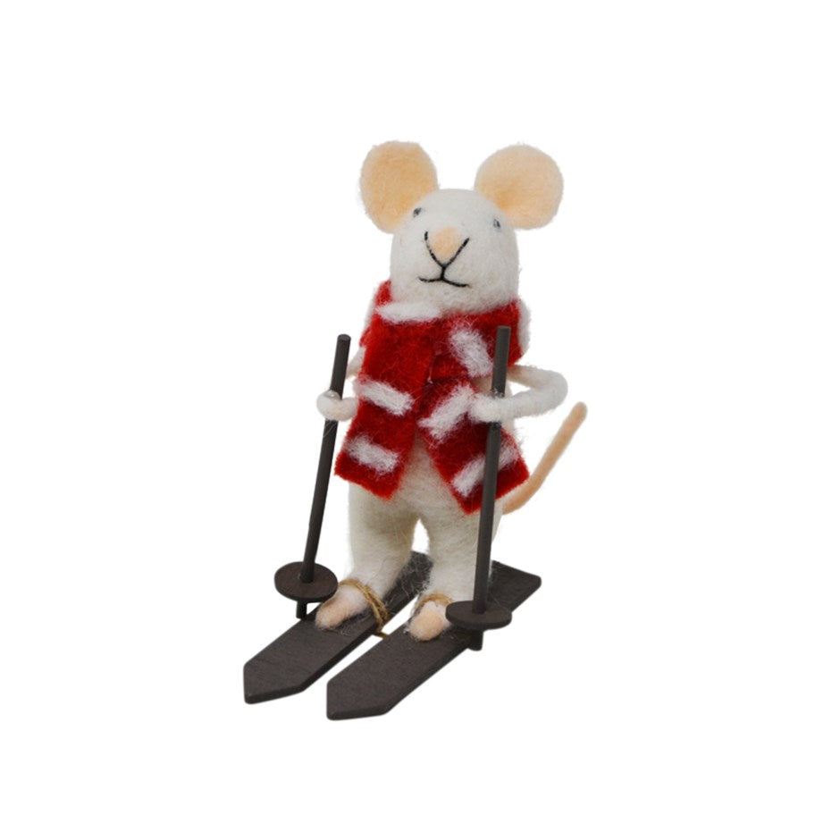 Felt Mouse Ski Ornament