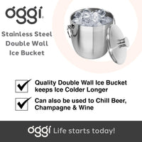 Double Wall Ice Bucket with Ice Tongs