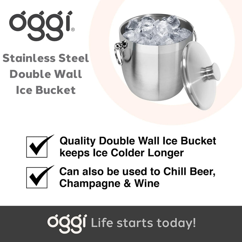 Double Wall Ice Bucket with Ice Tongs