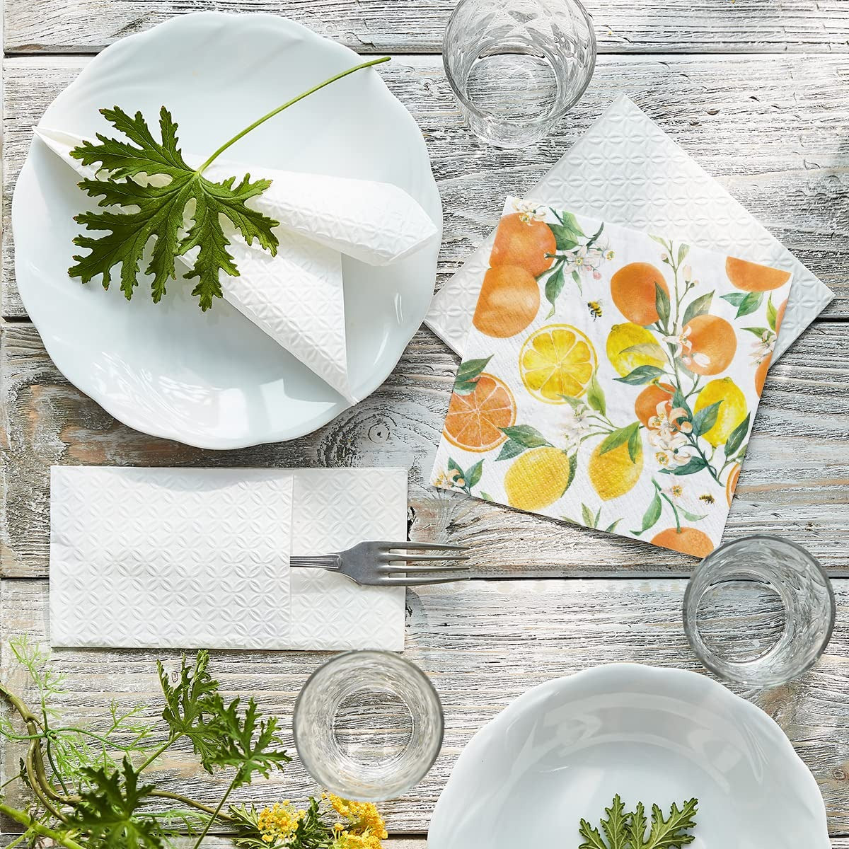 Serviettes en papier 3 plis - Agrumes et abeilles