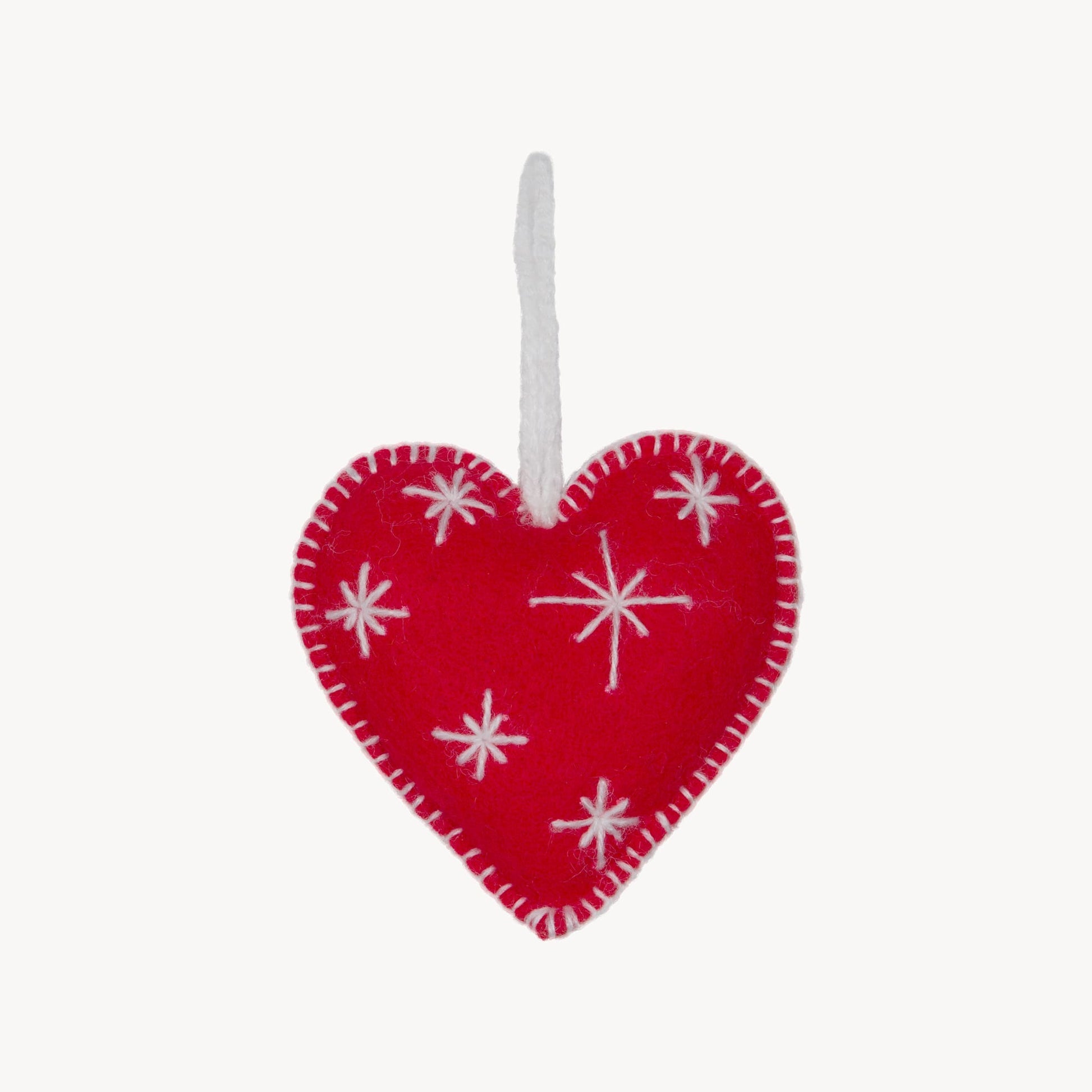 Hand-Embroidered Ornament - Red Heart