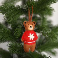 Ornement brodé à la main - Ours flocon de neige