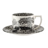 Set of 2 Black Italian Teacups & Spoons Gift Set