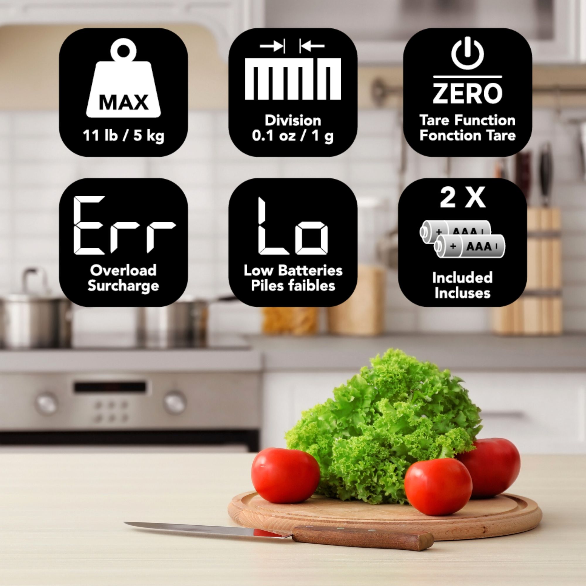 Balance de cuisine numérique - Plateau en acier inoxydable
