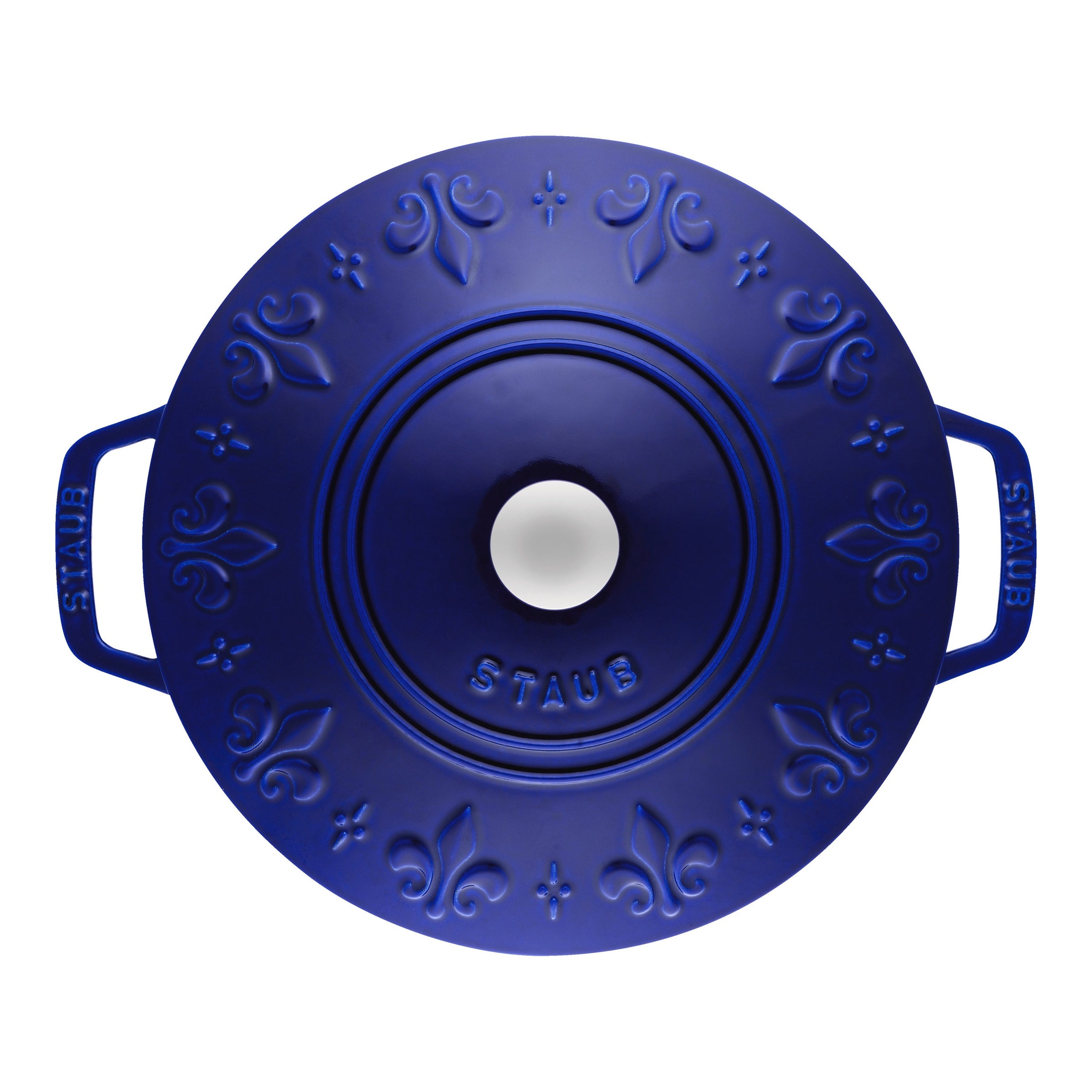 Dark Blue Cast Iron Round French Oven Fleur-de-lis - 3.6L