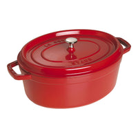 Cherry Red Cast Iron Oval Cocotte - 31cm / 5.5L